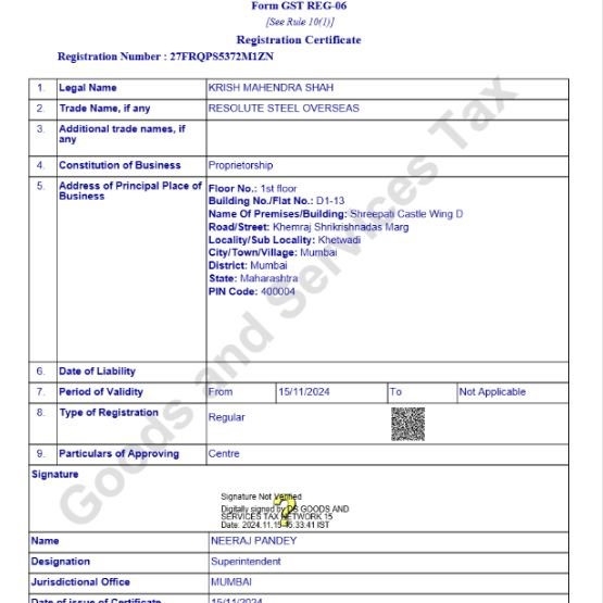 GST certificate