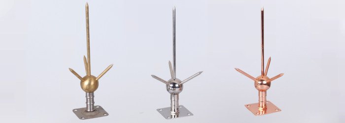 Lightning protection system with down conductors on roof
